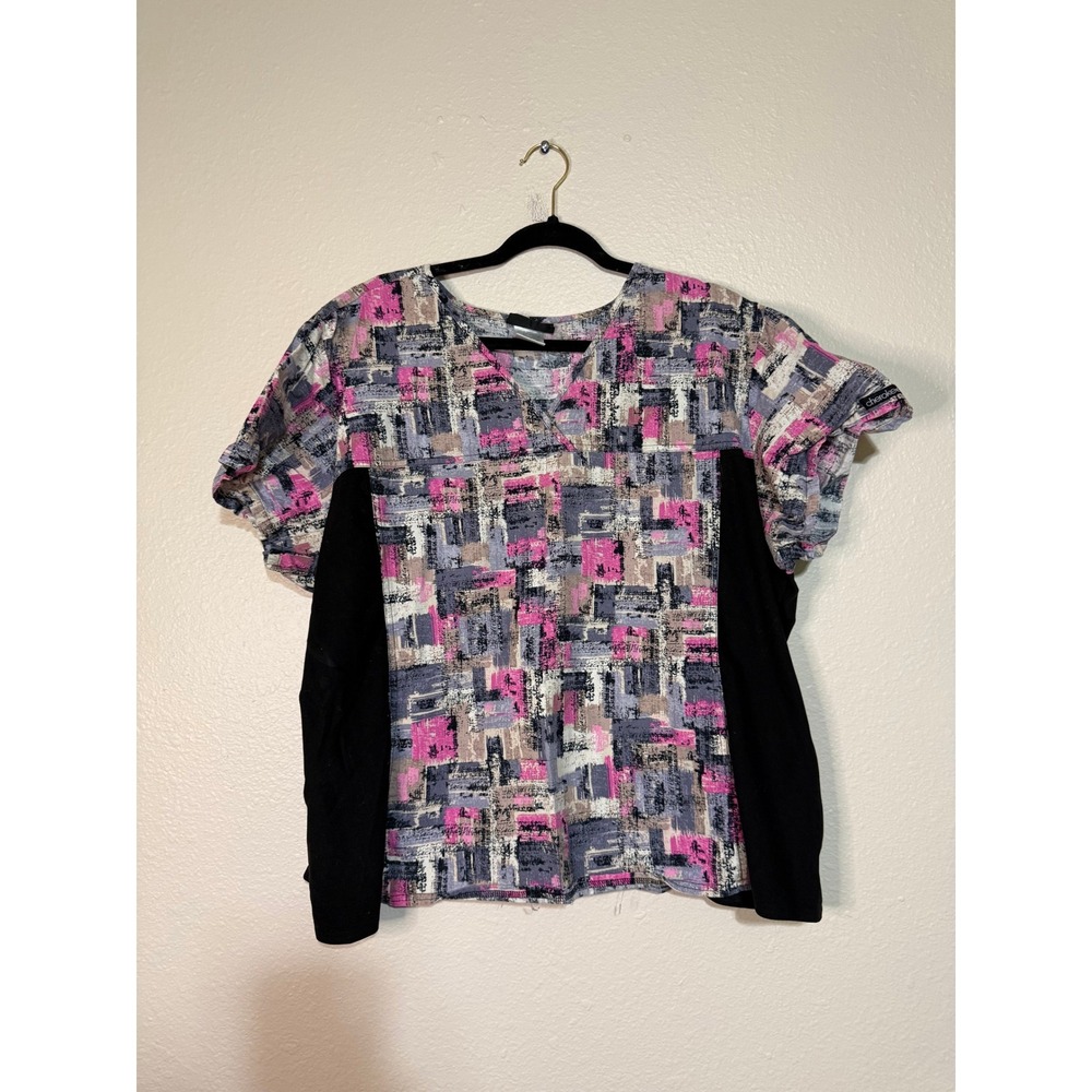 Lot of 6 Scrub‎ Tops Womens 3XL Cherokee Peaches Uniforms Prints V-Neck Bundle